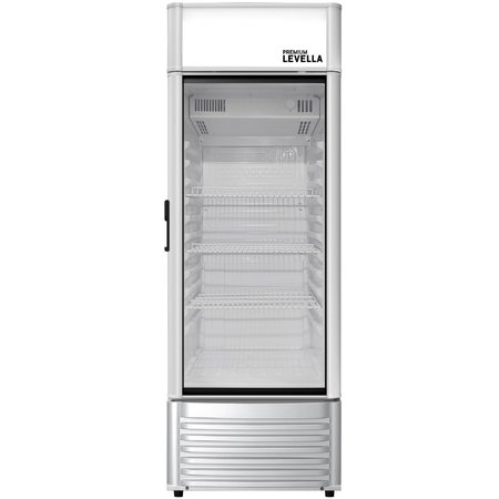 PREMIUM LEVELLA 6.5 cu. ft. Commercial Upright Display Refrigerator Glass Door Beverage Cooler in Silver PRF65DX